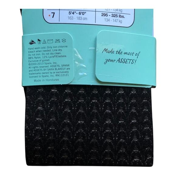 2 Prs Spanx Assets Sara Blakely Textured Wish Bone Shaping Tights Black Size 2 - Picture 11 of 16